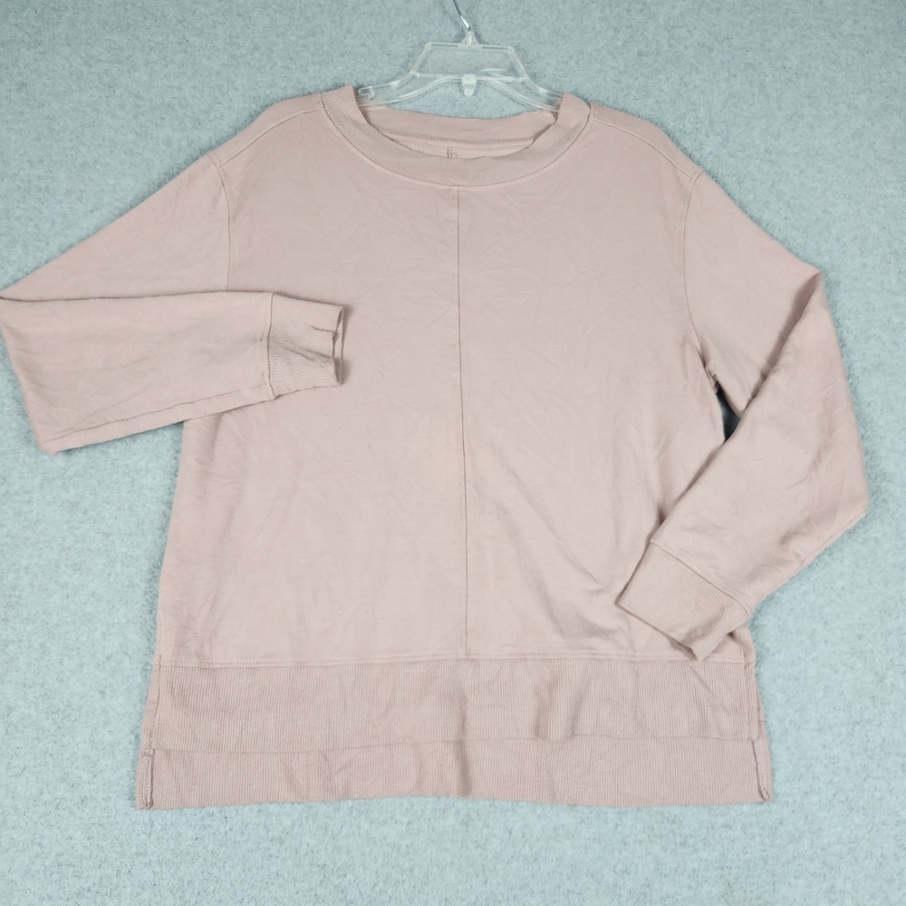 Apana Sweatshirt Womens Medium Dusty Rose Long Sleeve Crew Neck High Low‎ Slit